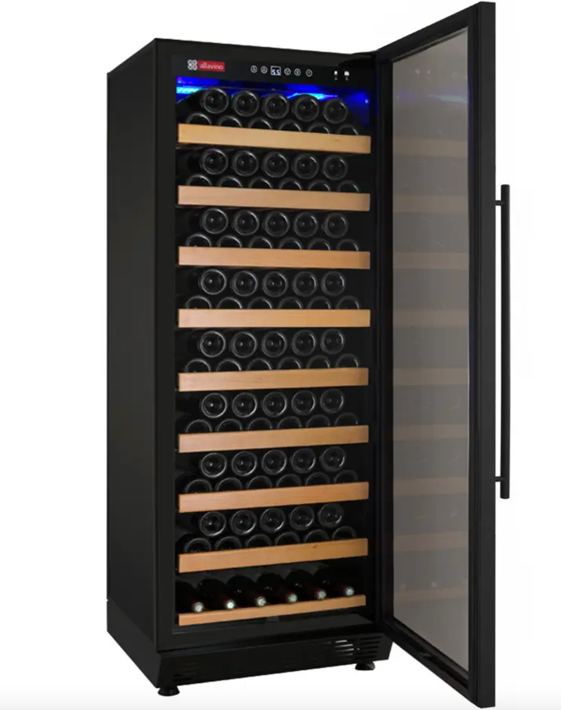 Allavino Vite Series 99 Bottle Single Zone Freestanding Wine Cooler Refrigerator with Black Door