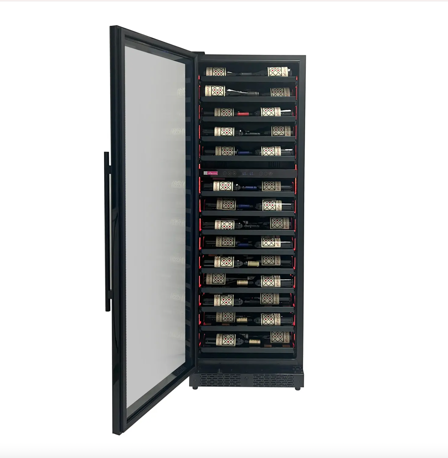 Allavino Reserva Series 67 Bottle Single Zone Shallow Built-in Wine Cooler Refrigerator with Black Glass Door