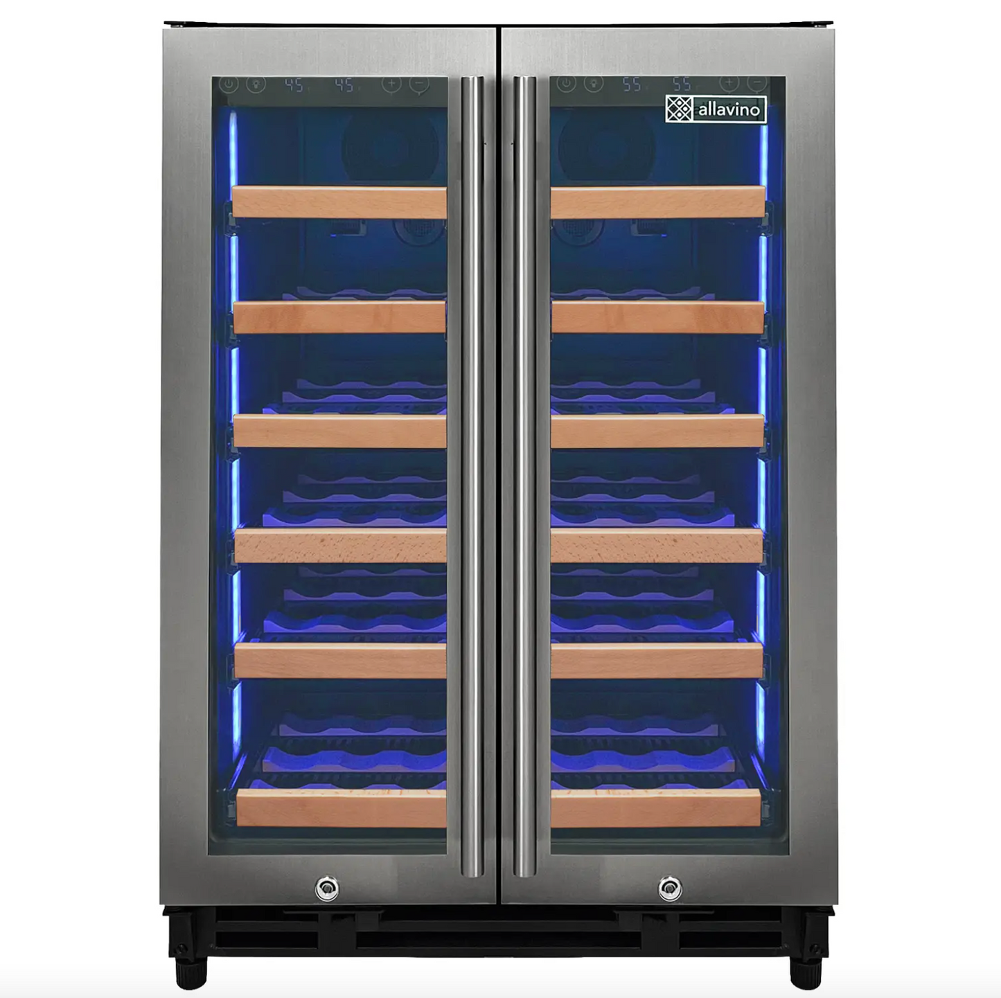 Allavino Reserva Series 36 Bottle Dual Zone Wine Refrigerator with Stainless Steel French Doors