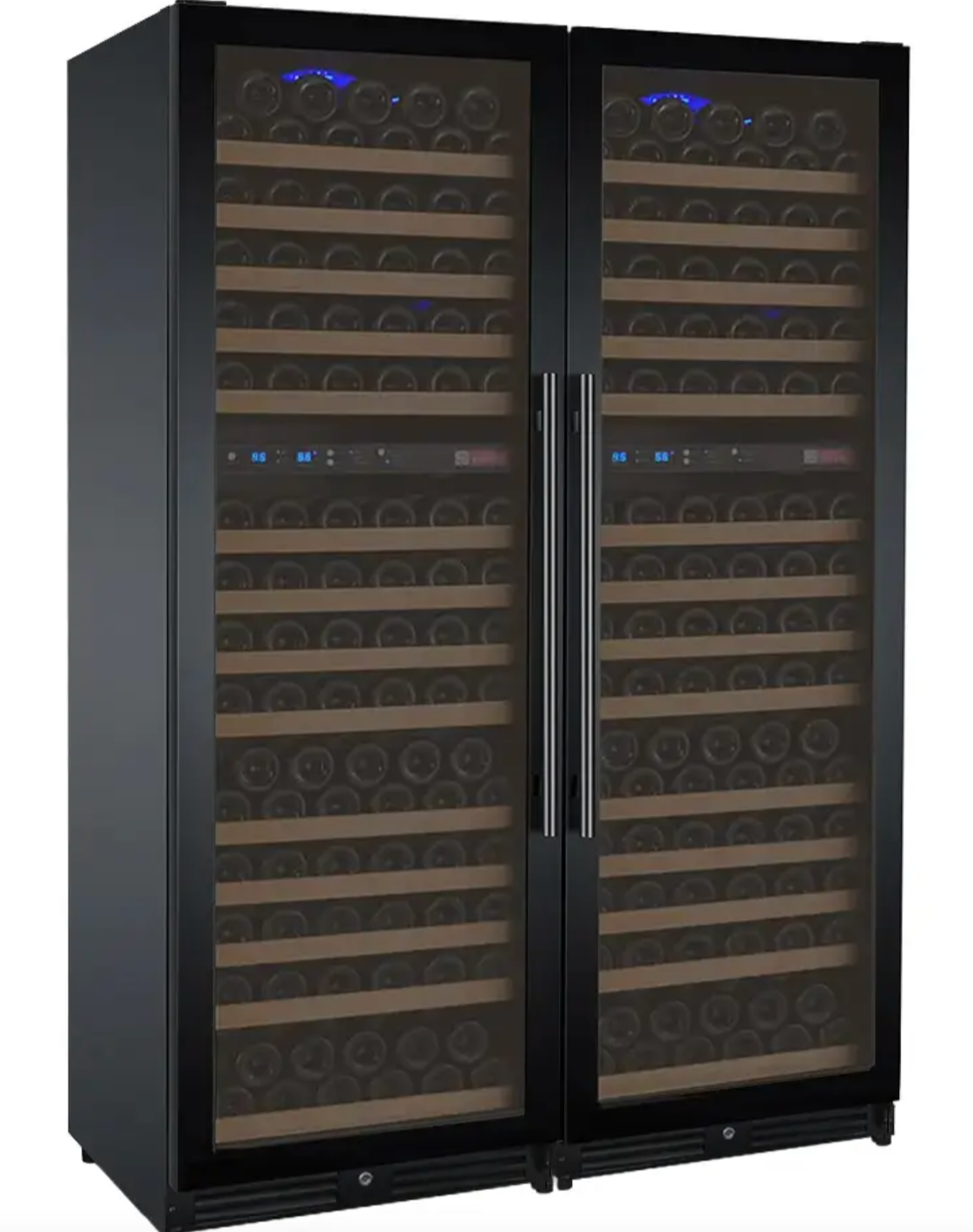Allavino FlexCount Series 344 Bottle Four Zone Tall Side-by-Side Wine Refrigerators with Black Doors