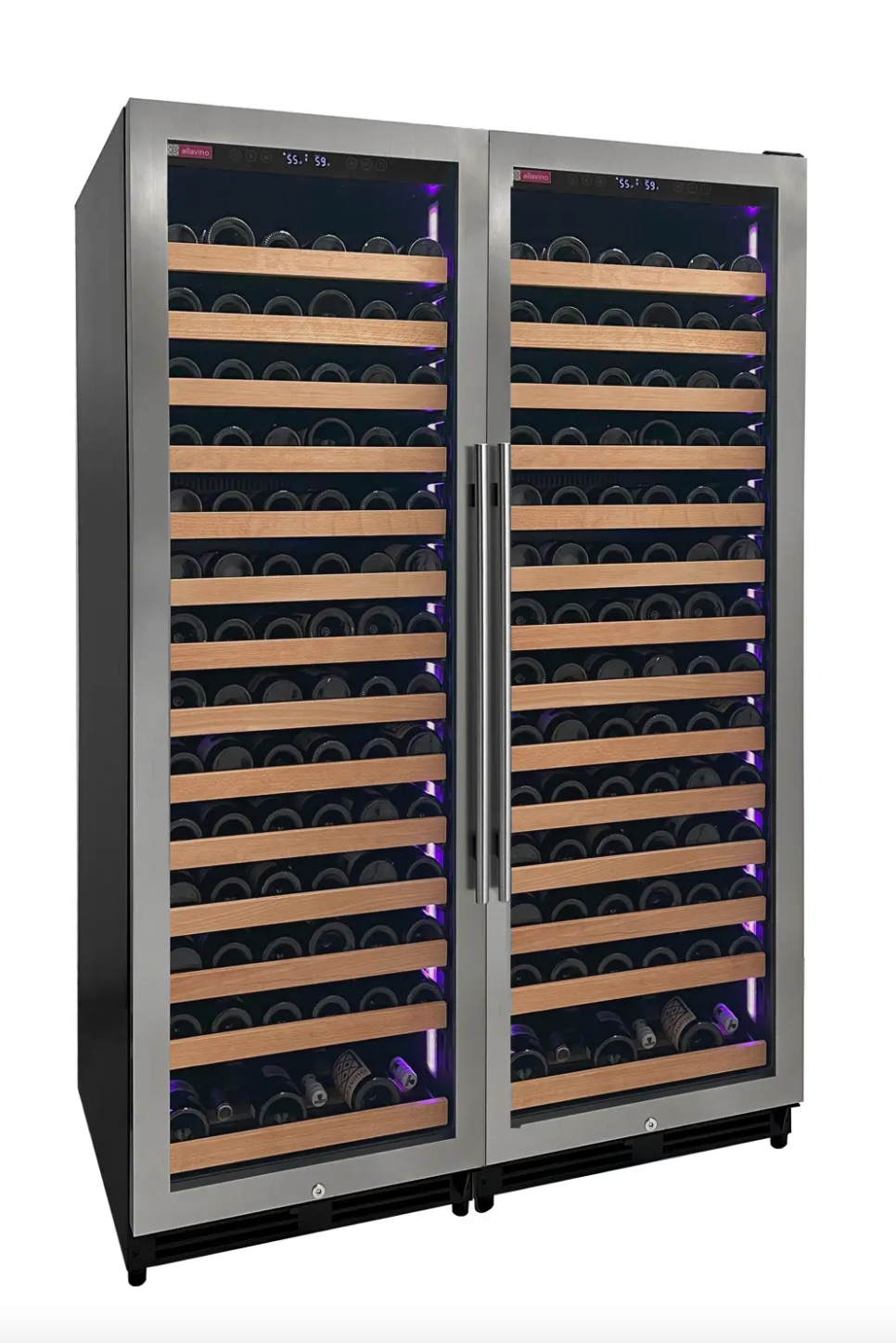 Allavino Reserva Series 326 Bottle 71" Tall Dual Zone Stainless Steel Side-by-Side Wine Refrigerator