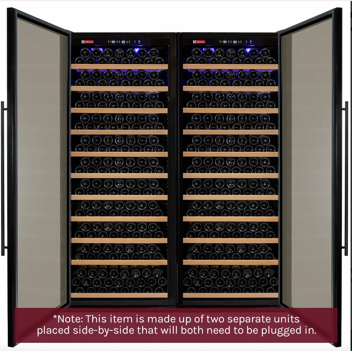 Allavino Vite Series 554 Bottle Tall Dual Zone Side-by-Side Wine Refrigerators with Stainless Steel Doors