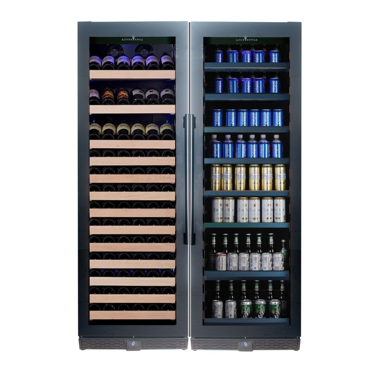 Double door beverage and wine cooler