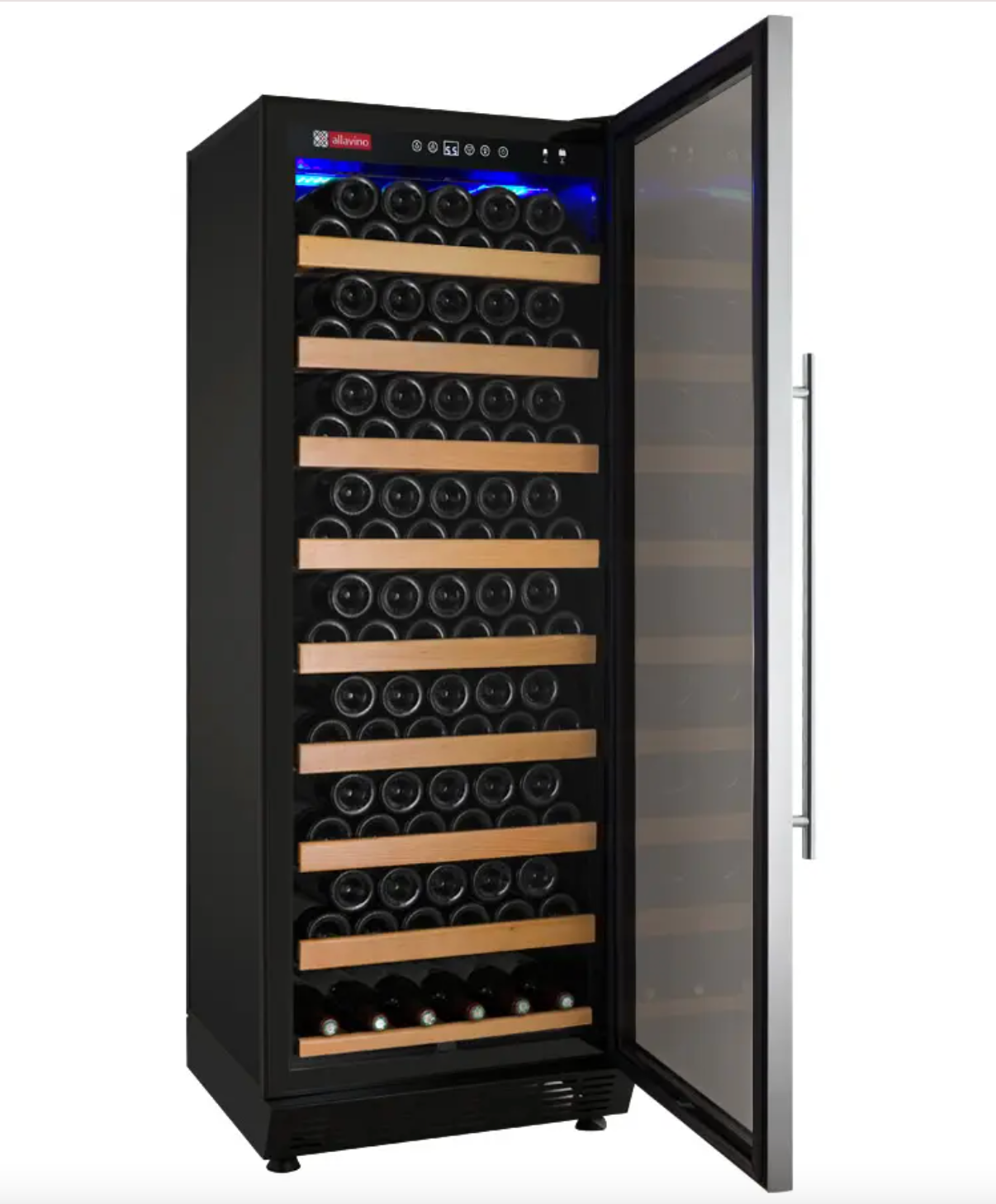 Allavino Vite Series 99 Bottle Single Zone Freestanding Wine Cooler Refrigerator with Black Door