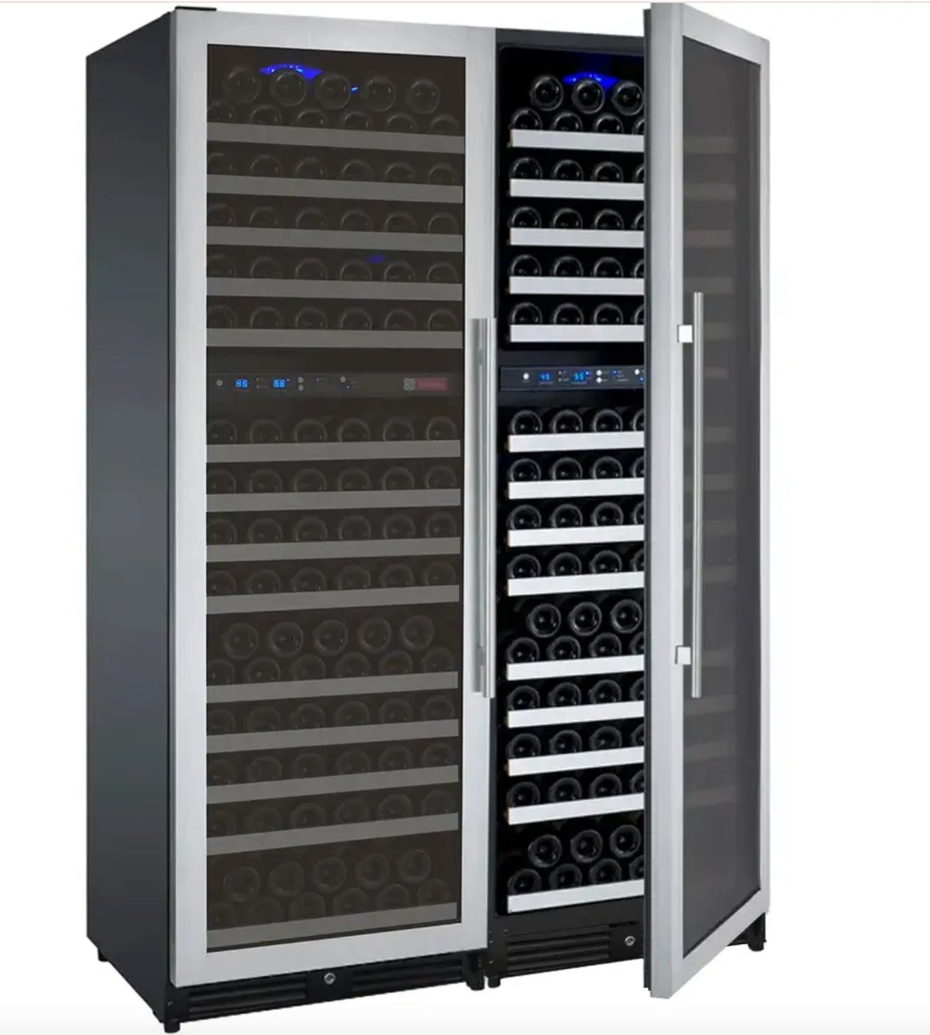 Allavino FlexCount Series 344 Bottle Four Zone Tall Side-by-Side Wine Refrigerators with Black Doors