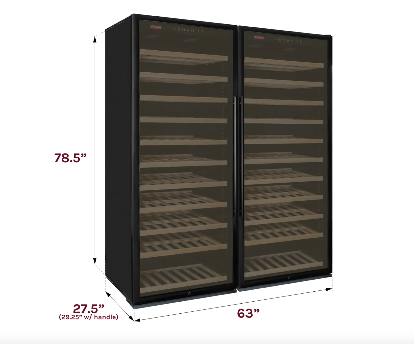 Allavino Vite Series 554 Bottle Tall Dual Zone Side-by-Side Wine Refrigerators with Stainless Steel Doors