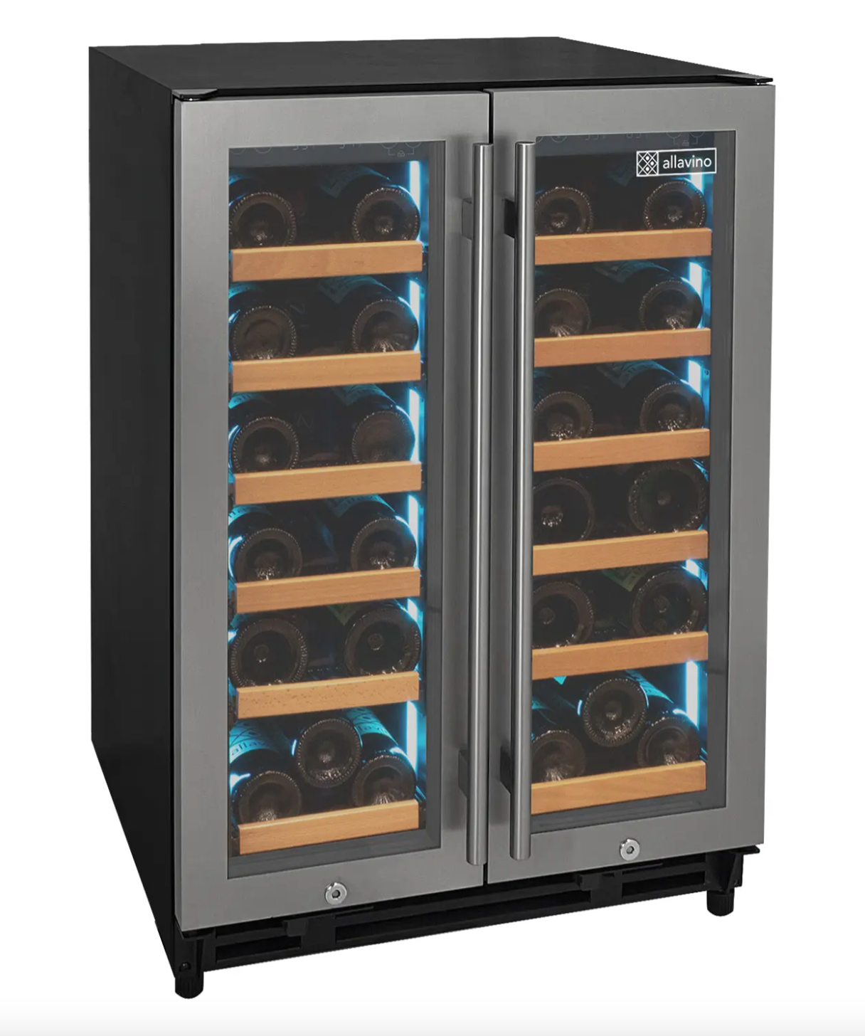 Allavino Reserva Series 36 Bottle Dual Zone Wine Refrigerator with Stainless Steel French Doors