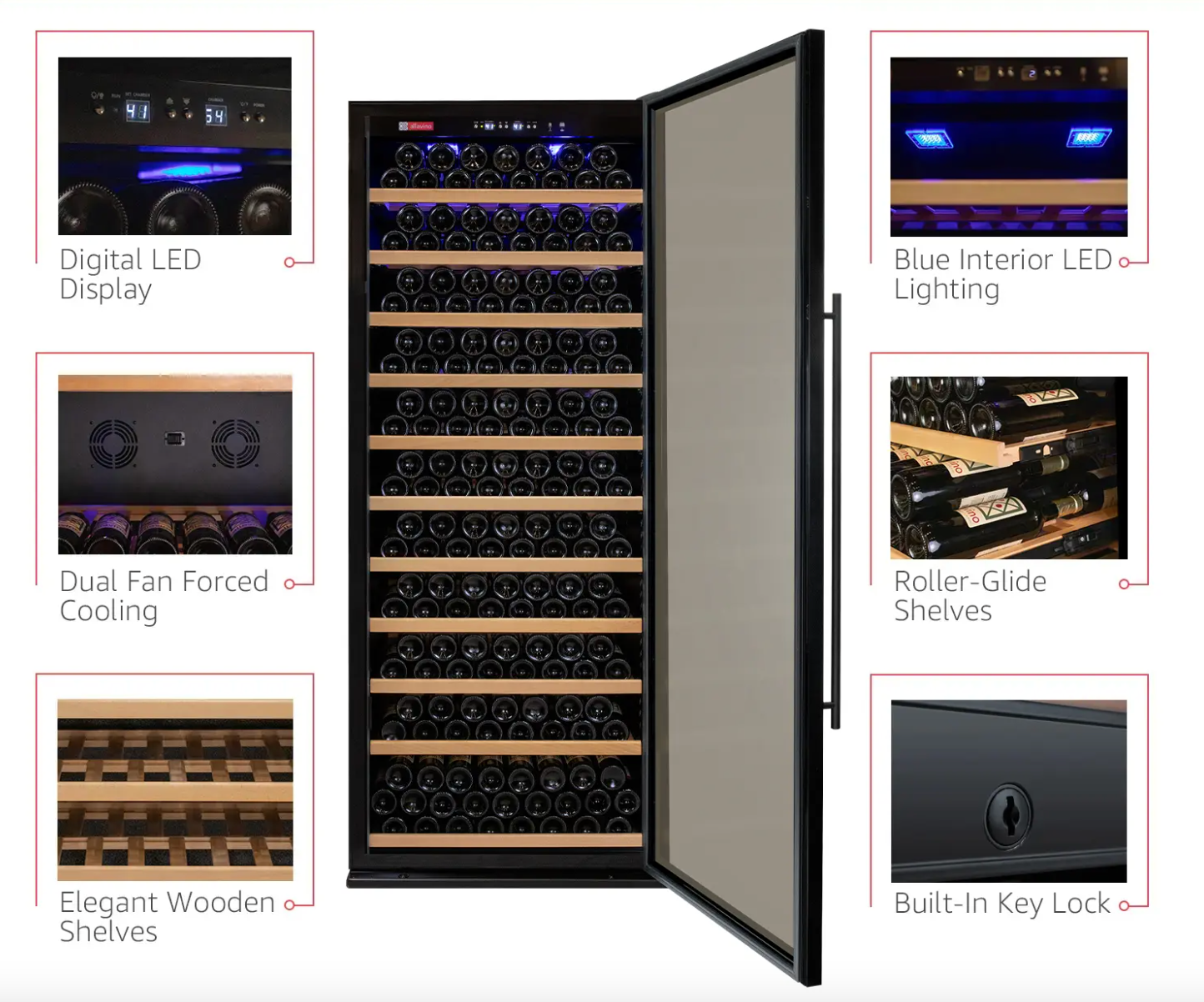 Allavino Vite Series 554 Bottle Tall Dual Zone Side-by-Side Wine Refrigerators with Stainless Steel Doors