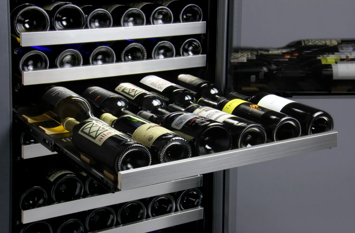 Allavino FlexCount Series 256 Bottle Dual Zone Semi-Tall Side-by-Side Wine Refrigerators with Stainless Steel Doors