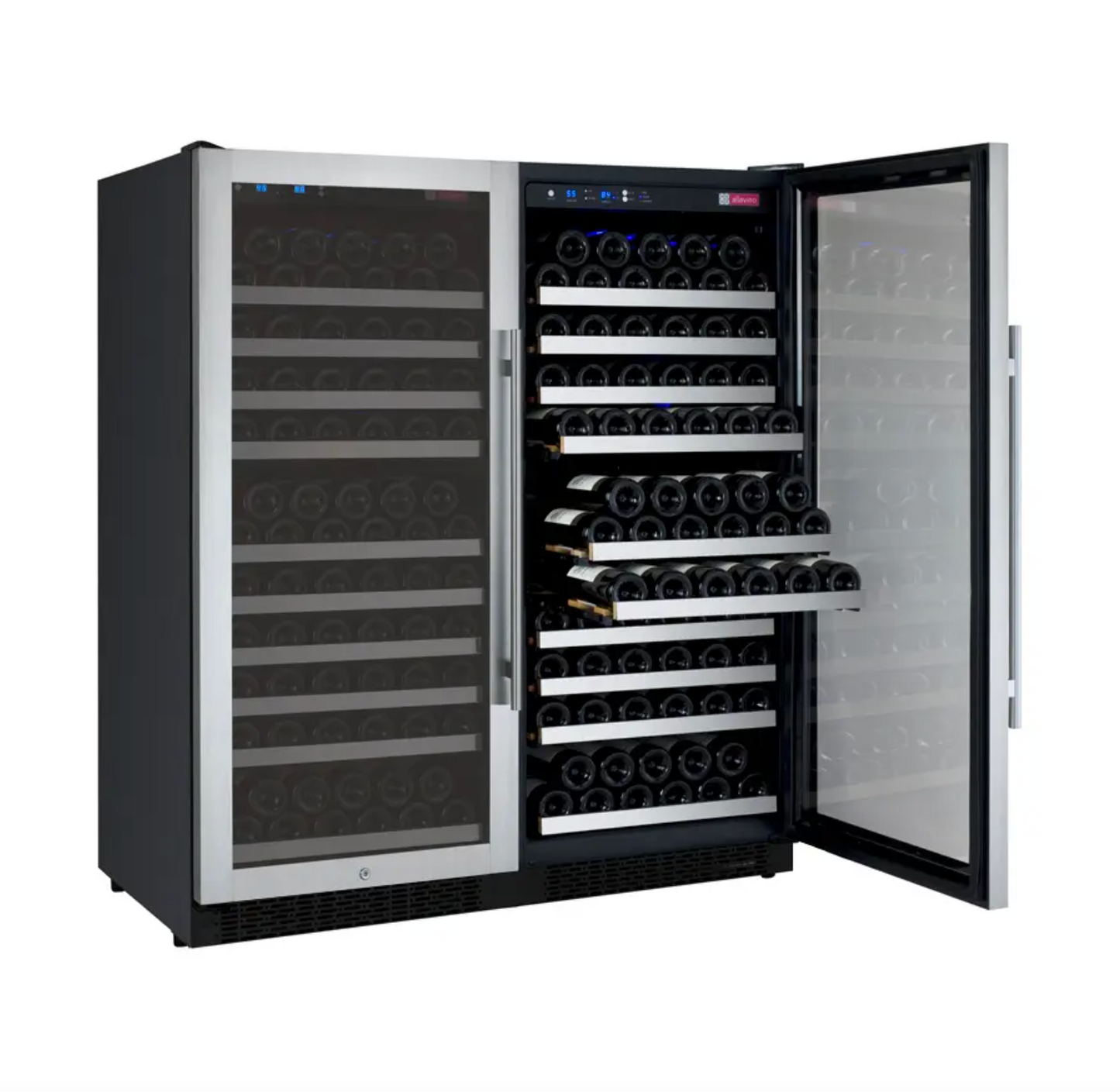 Allavino FlexCount Series 256 Bottle Dual Zone Semi-Tall Side-by-Side Wine Refrigerators with Stainless Steel Doors
