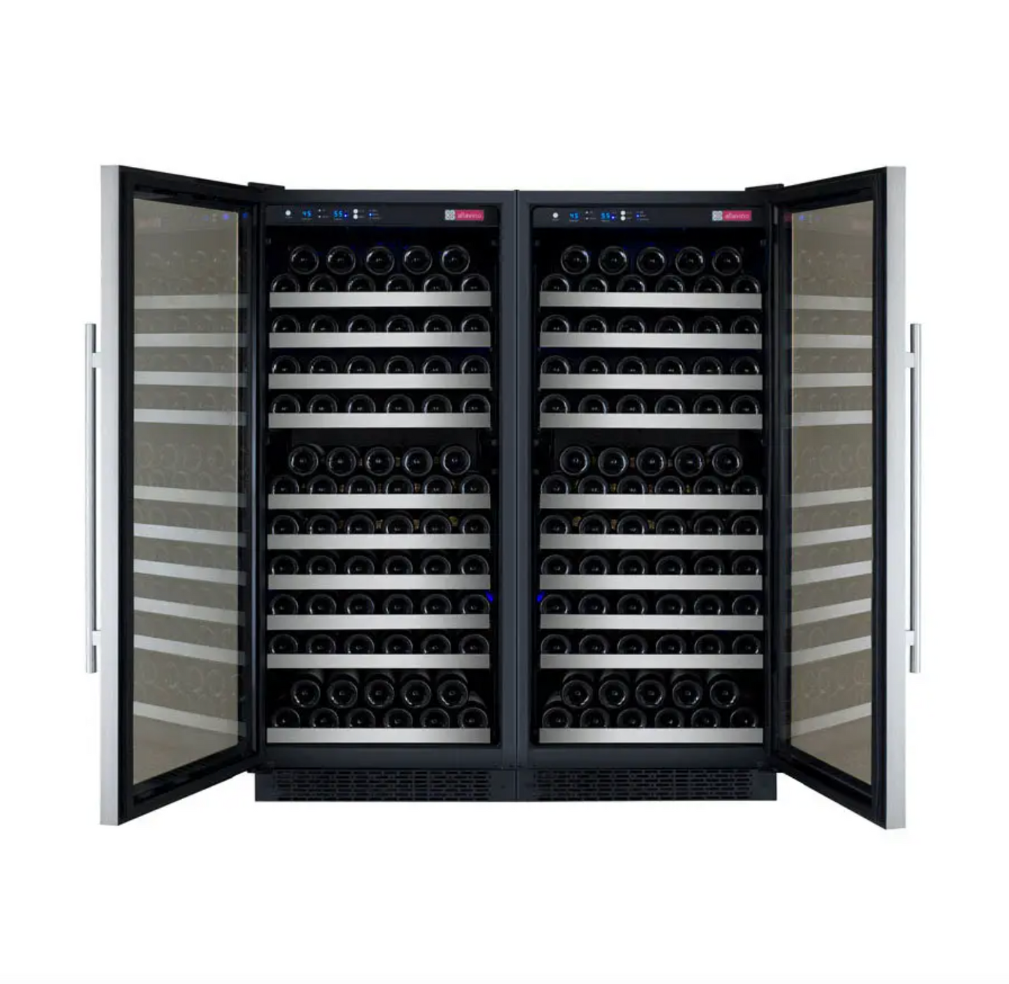 Allavino FlexCount Series 256 Bottle Dual Zone Semi-Tall Side-by-Side Wine Refrigerators with Stainless Steel Doors