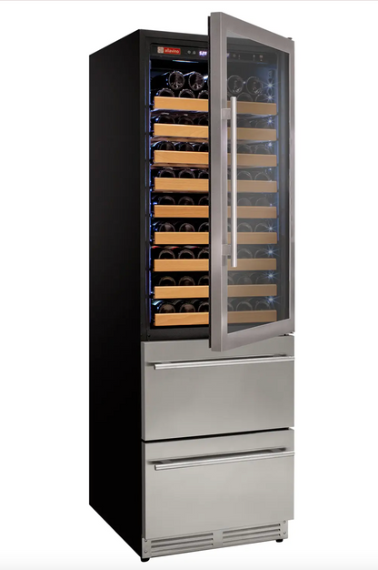 Allavino 108 Bottle Black Wine Refrigerator with Two Refrigerated Drawers