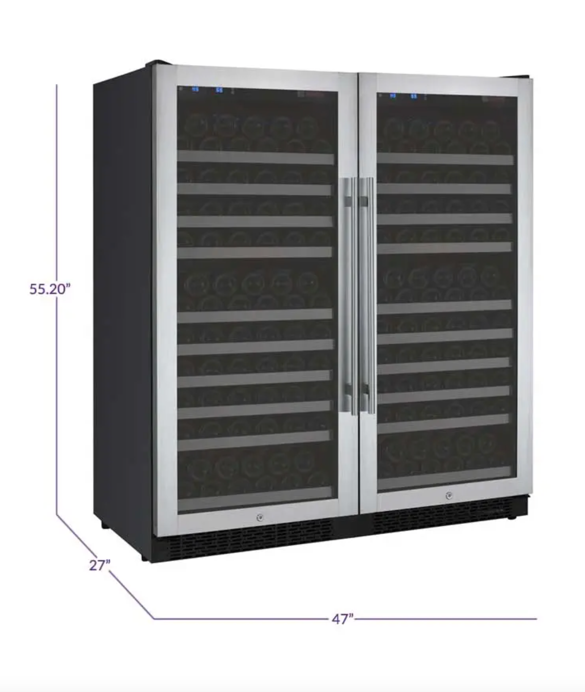 Allavino FlexCount Series 256 Bottle Dual Zone Semi-Tall Side-by-Side Wine Refrigerators with Stainless Steel Doors