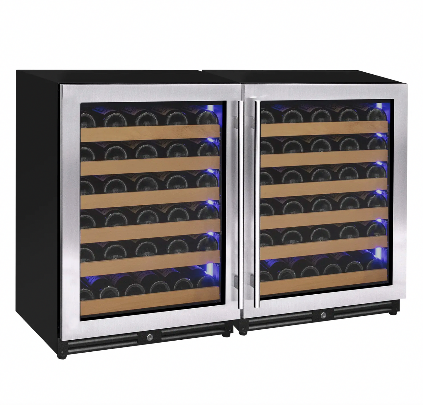 Allavino Reserva Series 112 Bottle Dual Zone Built-in Luxury Wine Refrigerator with Stainless Steel Doors - Side-by-Side