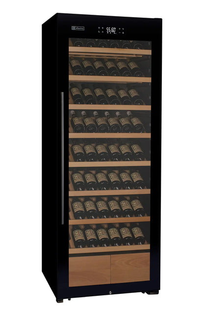 Allavino 496 Bottle Dual Zone Freestanding Wine Refrigerator with Display Shelving and Black Glass Door - Side-by-Side