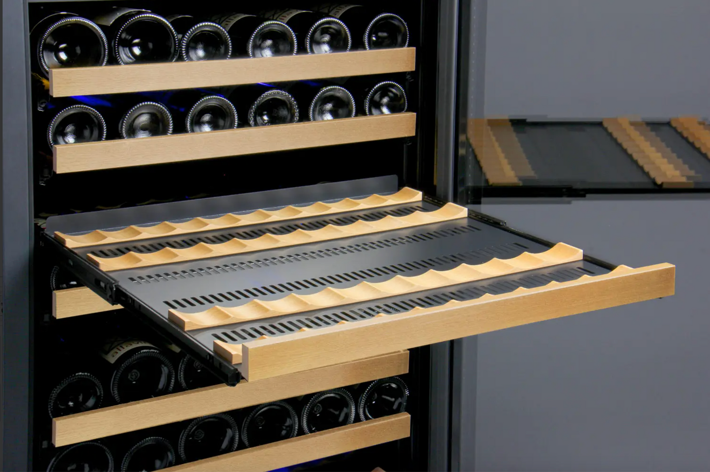 Allavino FlexCount Series 344 Bottle Four Zone Tall Side-by-Side Wine Refrigerators with Black Doors