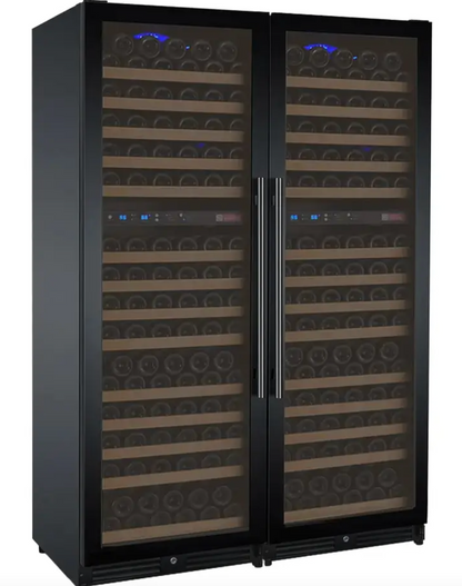 Allavino FlexCount Series 344 Bottle Four Zone Tall Side-by-Side Wine Refrigerators with Black Doors