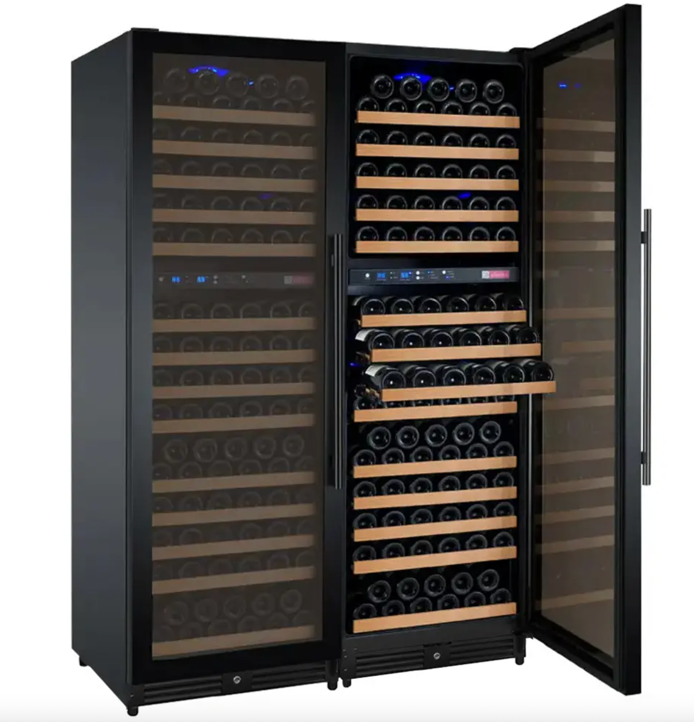 Allavino FlexCount Series 344 Bottle Four Zone Tall Side-by-Side Wine Refrigerators with Black Doors