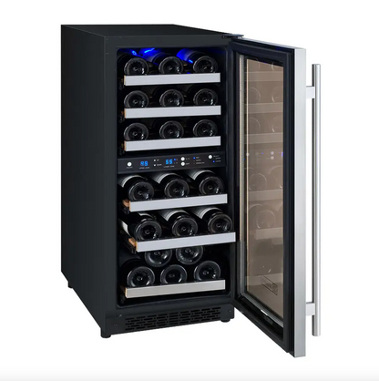 Allavino 15" Wide FlexCount II Tru-Vino 30 Bottle Dual Zone Wine Refrigerator