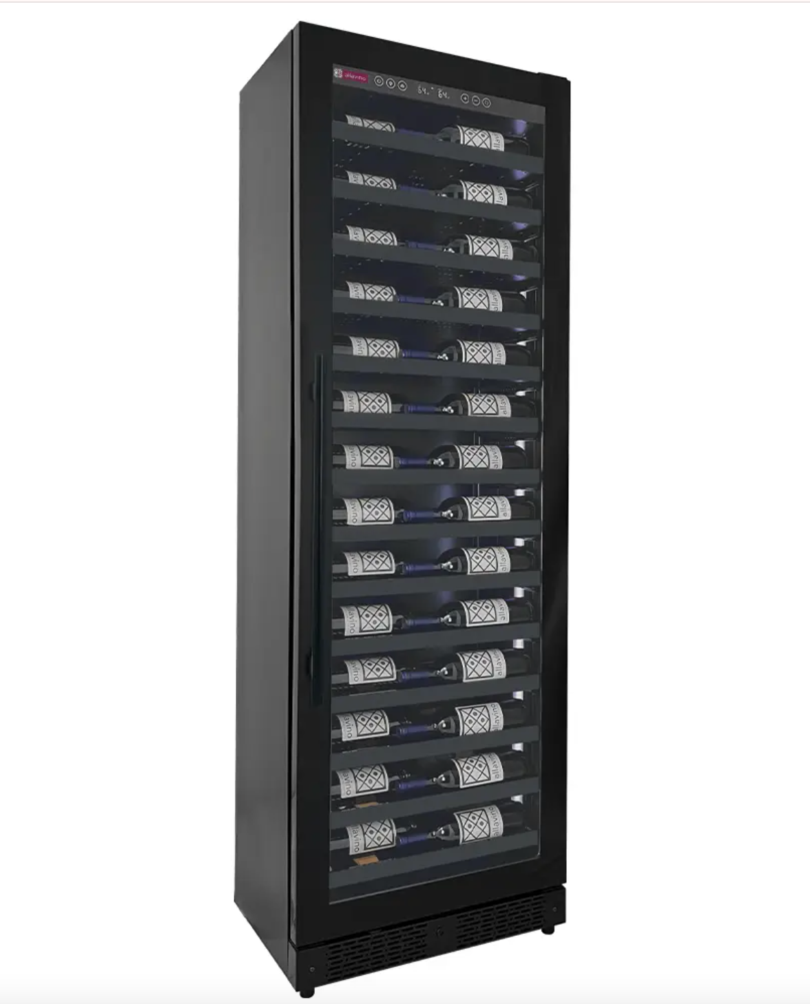 Allavino Reserva Series 67 Bottle Single Zone Shallow Built-in Wine Cooler Refrigerator with Black Glass Door