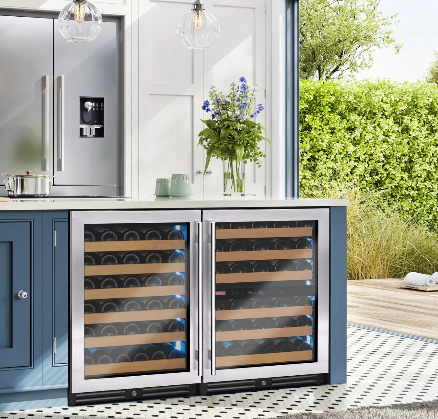 Allavino Reserva Series 112 Bottle Dual Zone Built-in Luxury Wine Refrigerator with Stainless Steel Doors - Side-by-Side