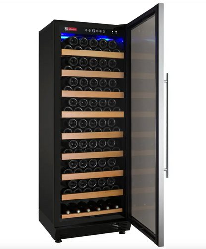 Allavino Vite Series 99 Bottle Single Zone Freestanding Wine Cooler Refrigerator with Black Door