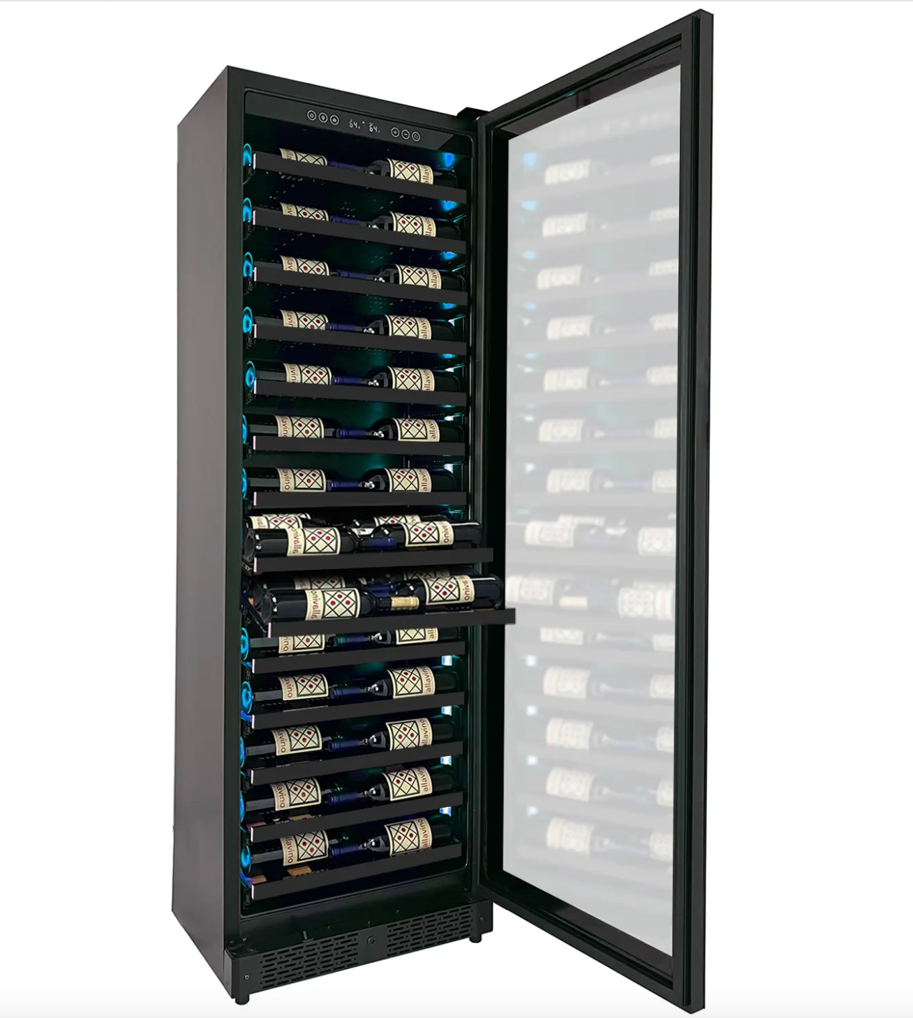 Allavino Reserva Series 67 Bottle Single Zone Shallow Built-in Wine Cooler Refrigerator with Black Glass Door