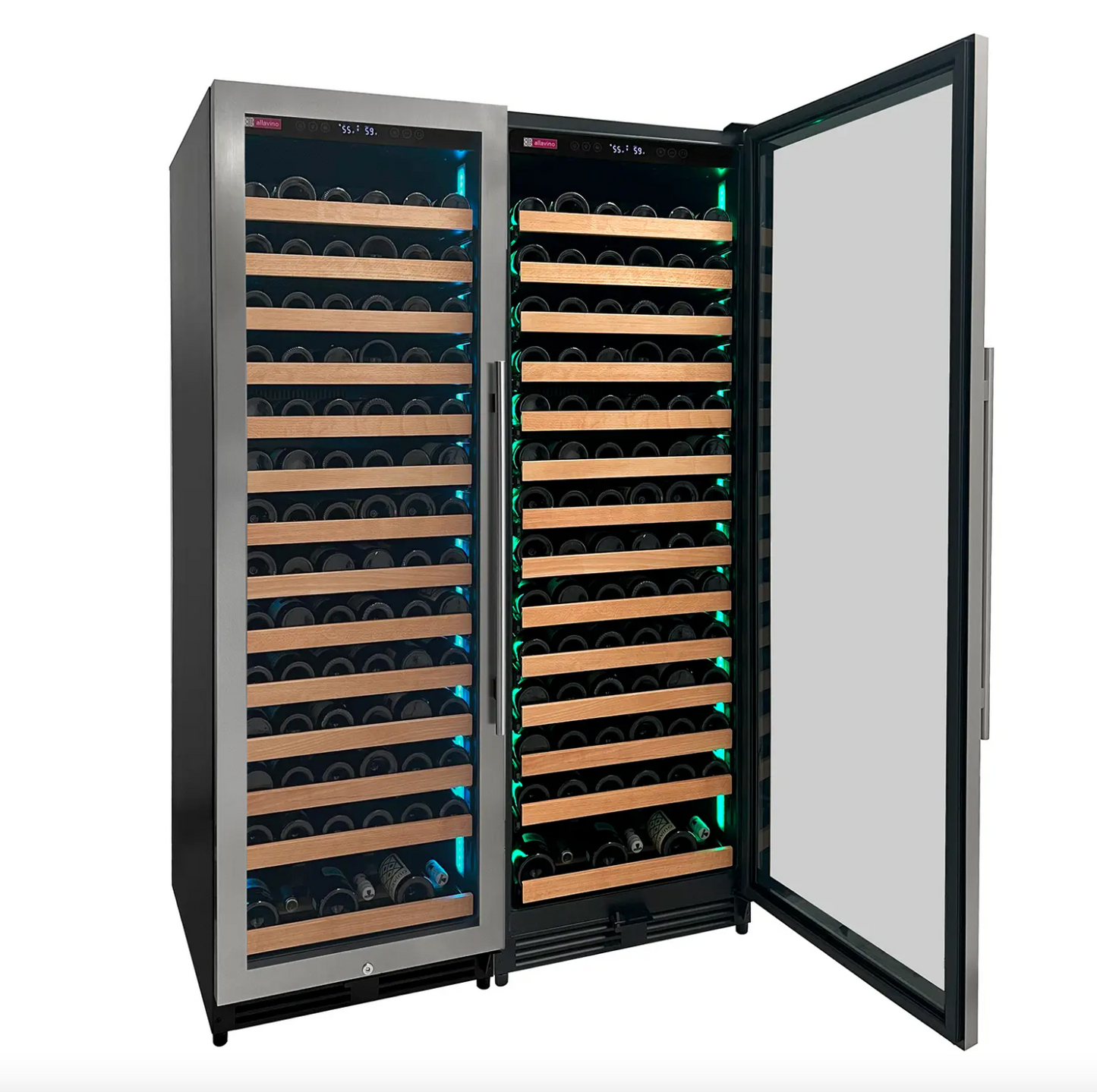 Allavino Reserva Series 326 Bottle 71" Tall Dual Zone Stainless Steel Side-by-Side Wine Refrigerator