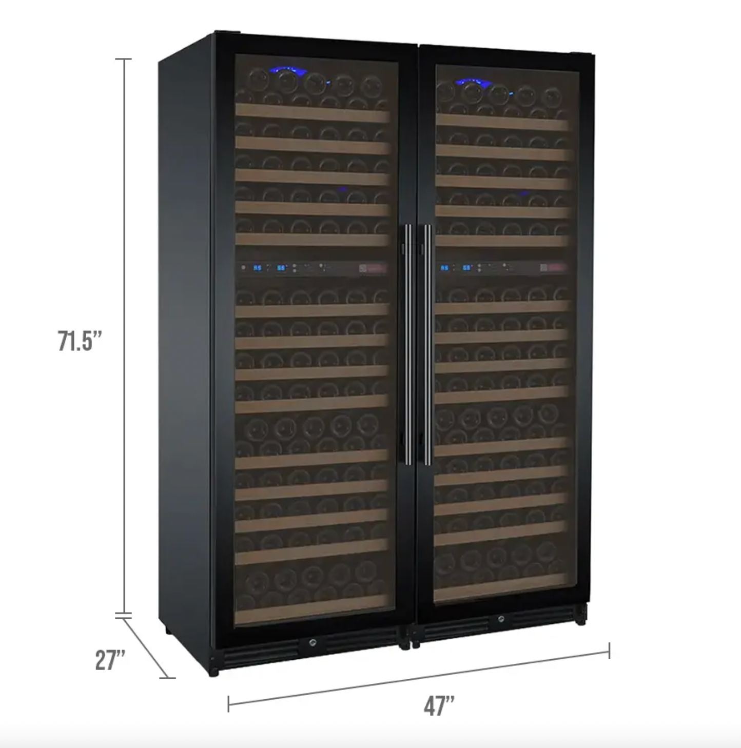 Allavino FlexCount Series 344 Bottle Four Zone Tall Side-by-Side Wine Refrigerators with Black Doors
