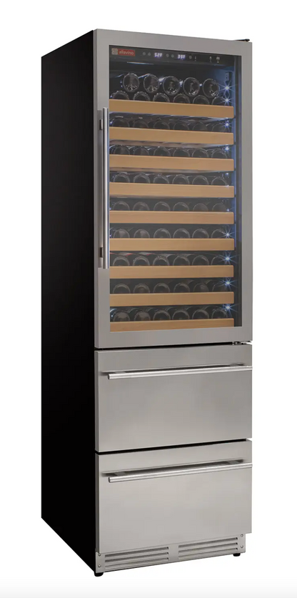 Allavino 108 Bottle Black Wine Refrigerator with Two Refrigerated Drawers
