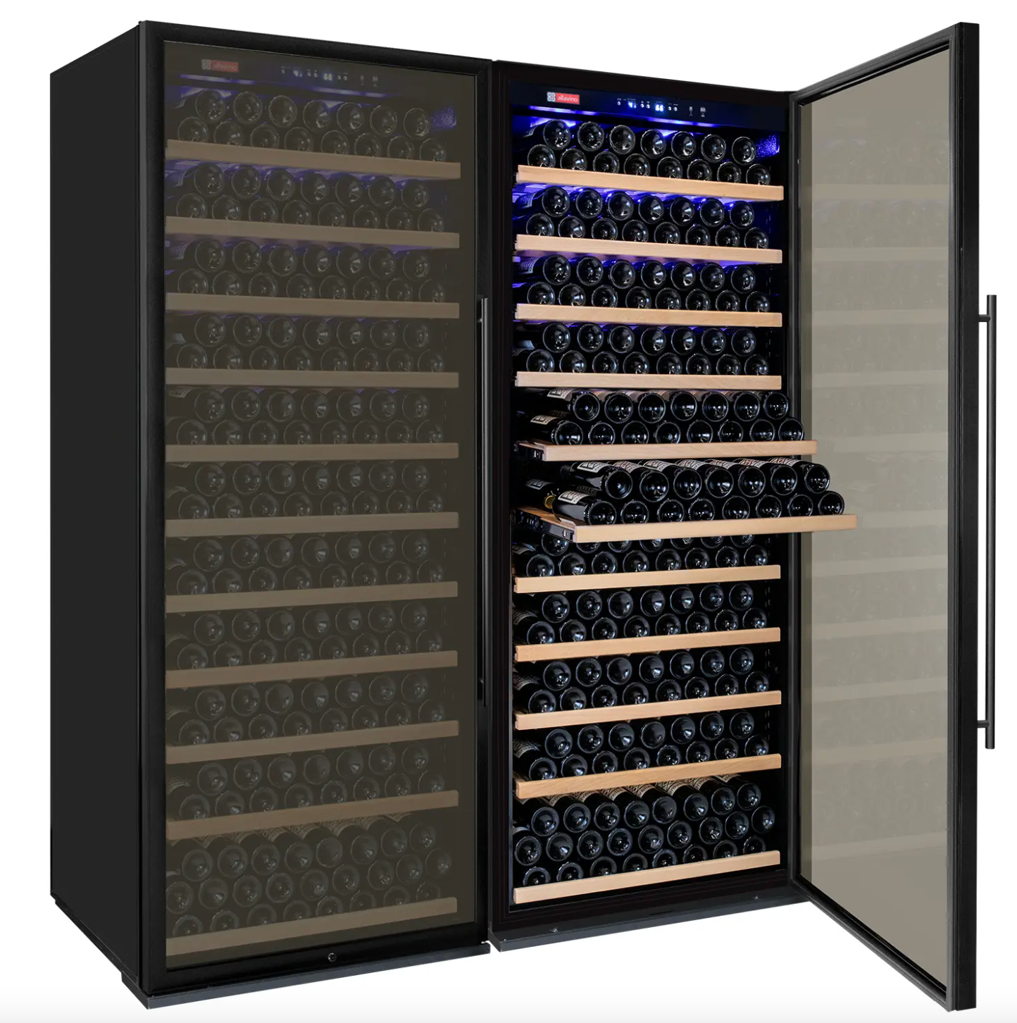 Allavino Vite Series 554 Bottle Tall Dual Zone Side-by-Side Wine Refrigerators with Stainless Steel Doors